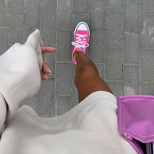 Pink converse double tongue size 6 with lime green